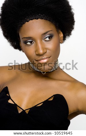 black afro hairstyles. stock photo : African American fashion model with afro hairstyle.