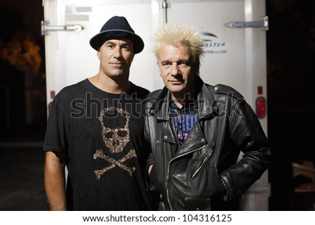 SANTA ANA, CA - JUNE 01: Steve Belmonte of punk rock quartet, Monster X and Colin Abrahall of the English street punk band, GBH arrives to The Observatory on June 1, 2012 in Santa Ana, CA