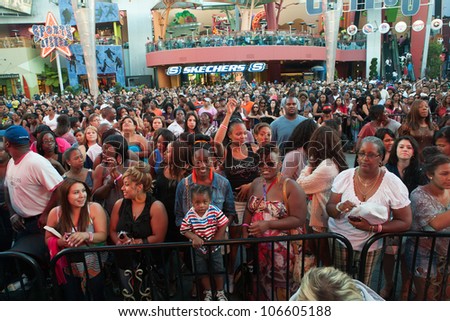 LOS ANGELES, CA - JUNE 29: Fans show up to the Tyrese concert held at the \