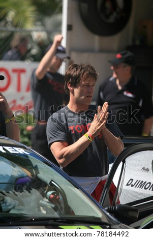 LONG BEACH, CA - APRIL 15: Stephen Moyer prepares to qualify for the Pro Celebrity Race at this year's Grand Prix in Long Beach, CA on April 15, 2011.