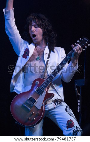 ANAHEIM, CA - JUNE 18: Steve Zukowsky of Led Zeppelin tribute band, Led Zepagain, rocks out at The Grove in Anaheim, CA on June 18, 2011.
