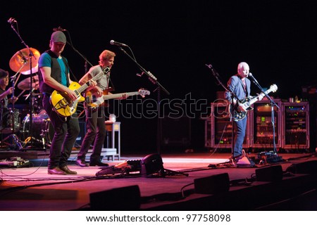 LONG BEACH, CA - MARCH 14: Peter Frampton, Adam Lester & Stanley Sheldon played to a sold out crowd on March 14, 2012 at the Terrace Theatre in Long Beach, California.