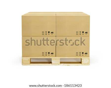 pallet with cardboard boxes 3D rendering pallet with cardboard boxes 3D rendering