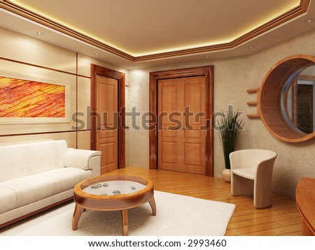 3d rendering of the lounge room in yacht style