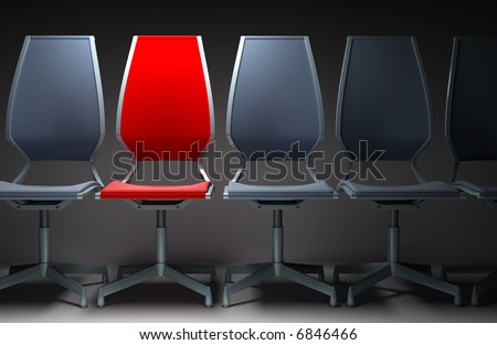 White Office Chairs on Photo   Colour Group Office Chairs 3d Rendering On White Background
