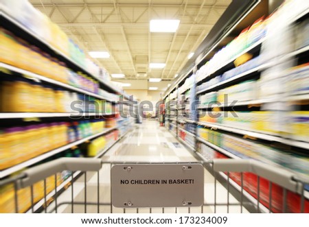 A Blurred Shot Of An Isle In A Supermarket Or Grocery Store Shop