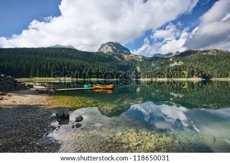 Lake the mountain boats