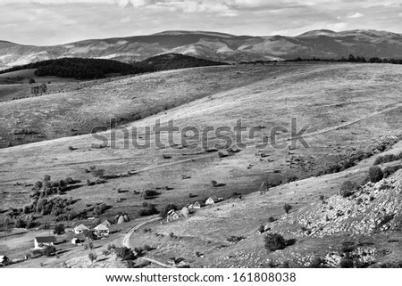 Beautiful landscape in mountain, black and white