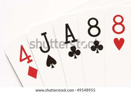 Poker Hand - One Pair On Eights. Stock Photo 49548955 : Shutterstock