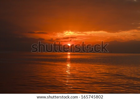 sea the evening sunset