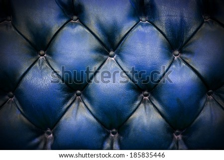 Close up blue leathers texture of Sofa background