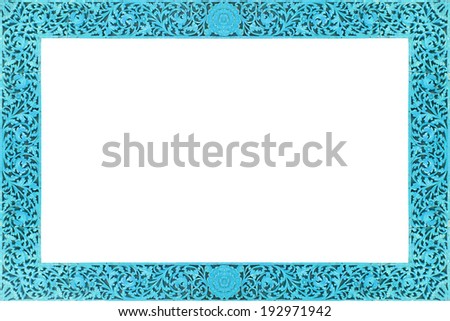 Old blue Wooden frame isolated on white background,Frame for text or image