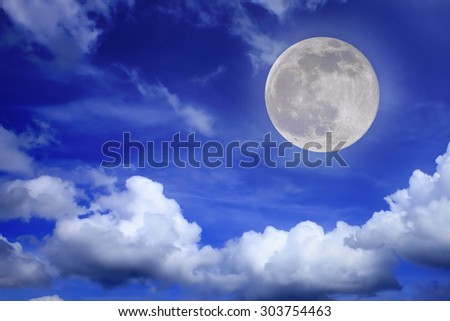 Big moon on a cloudy sky