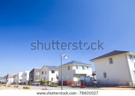 Modern residential quarter and blue sky