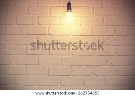 white brick room with bulb - vintage effect style pictures