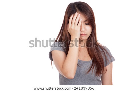 Young Asian woman got sick  isolated on white background