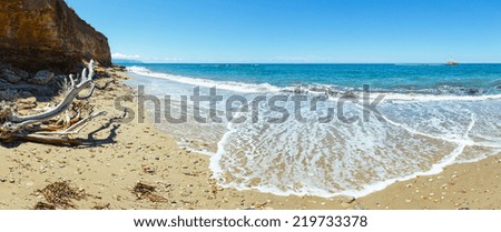 Sea summer view from beach (Greece,  Lefkada, Ionian Sea). Panorama.