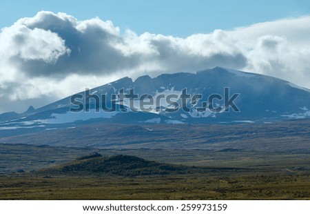 North  Norway mountain tundra valley and mountain in far