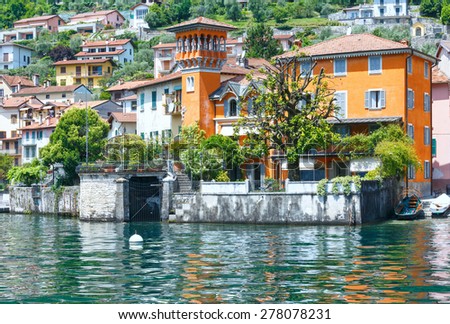 Lake Como (Italy) shore summer  view from ship board