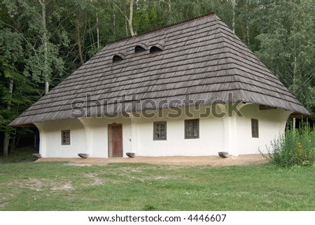 Small Ukrainian historical house (preceding century, museum of Ukrainian folk architecture in Pirogovo villlage (near Kiev))