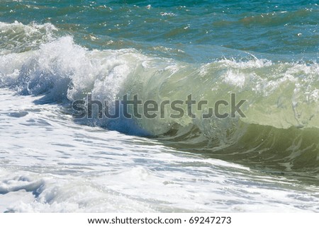 Sea surf great wave break on coastline  (nature background)