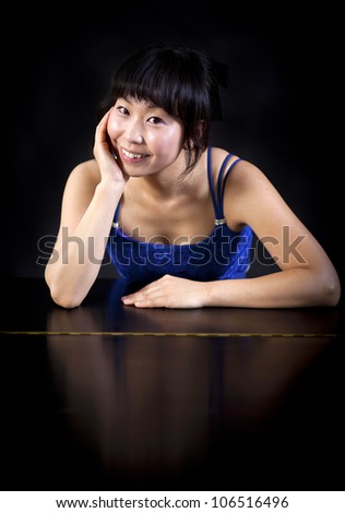 Beautiful asian woman close up portrait in studio