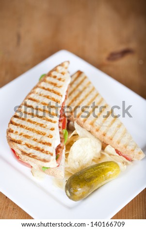 Fresh toasted panini blt sandwich with grill marks