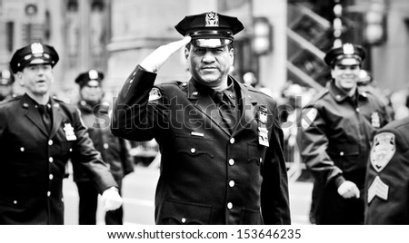NEW YORK, NY, USA - MAR 16:  Police Department at the St. Patrick\'s Day Parade on March 16, 2013 in New York City, United States.