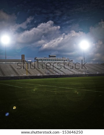 Generic American football and general sports stadium with vignette.