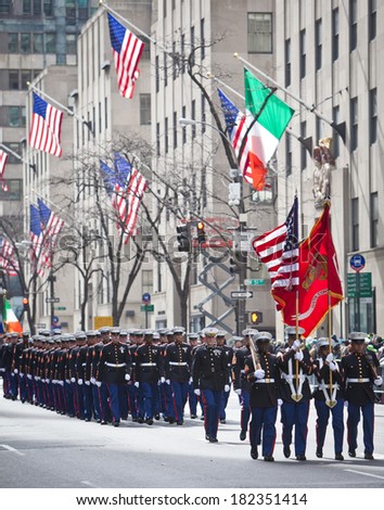 NEW YORK, NY, USA - MAR 17: St. Patrick\'s Day Parade on March 17, 2013 in New York City, United States.