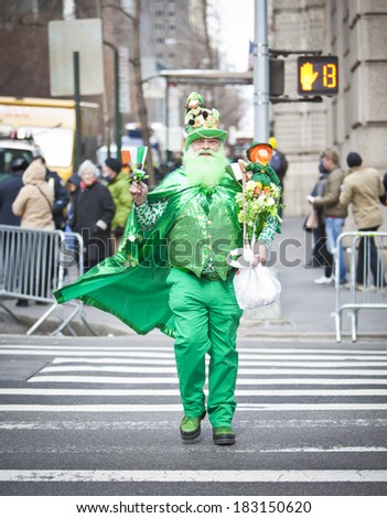 NEW YORK, NY, USA - MAR 17: St. Patrick\'s Day Parade on March 17, 2014 in New York City, United States.
