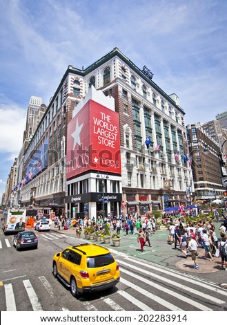NEW YORK, USA - JUNE 28th 2014: Famous Macy's store in Herald Square, a very popular destination for tourists and shopping.
