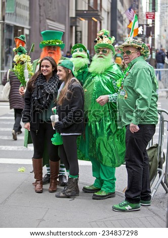 NEW YORK, NY, USA - MAR 17, 2014: The annual St. Patrick's Day Parade along fifth Avenue in New York City.