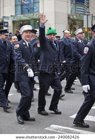 NEW YORK, NY, USA - MAR 17, 2014: The annual St. Patrick\'s Day Parade along fifth Avenue in New York City.