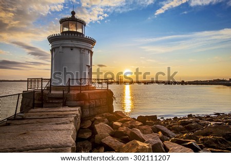 Bug Light Lighthouse in Portland Maine at sunrise