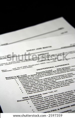 A fictitious resume with a black background