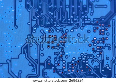 Blue laptop wireless card circuit board background