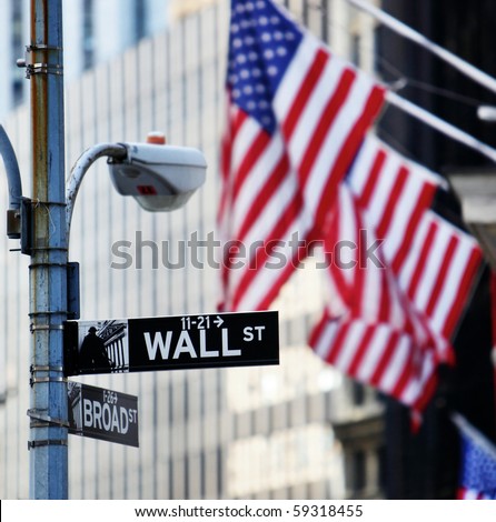 stock exchange wall street. stock photo : Wall street sign