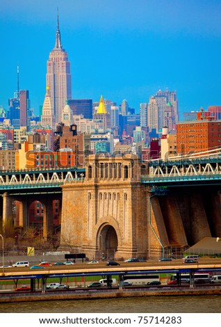 Manhattan Bridge with Empire State Building in background
