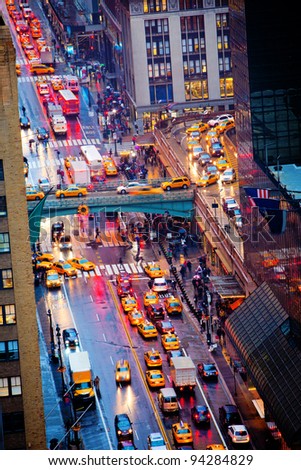 Rush hour on 42nd Street in New York City