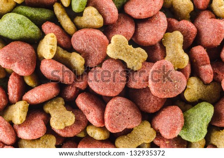 Dog food colorful heart and bone in lovely concept
