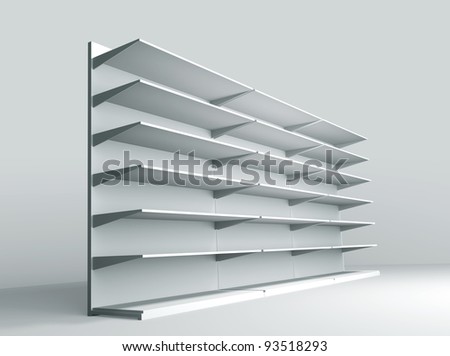 3D shelves and shelf for wrap advertising on a white background. Isolated