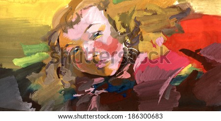 Young woman painting portrait