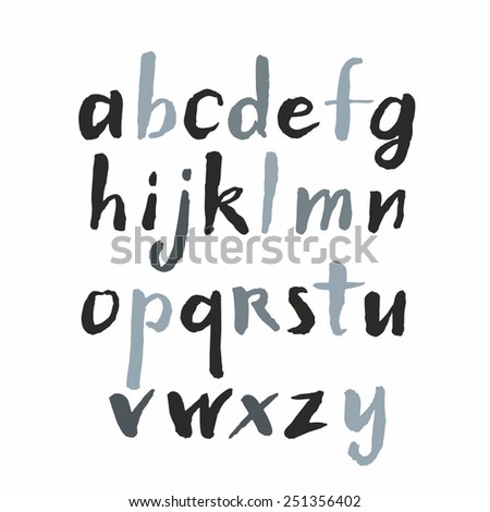 Modern Vector Alphabet. Hand drawn letters written by brush. Painted Alphabet.
