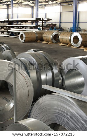 sheet metal rolls in production hall