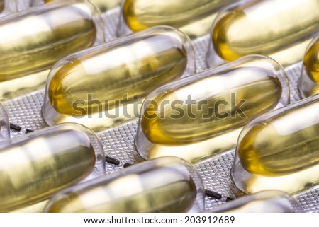 omega 3 capsules close up