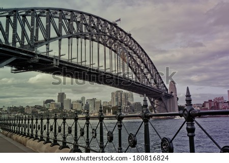 SYDNEY, AUSTRALIA - DECEMBER 16: The Sydney Harbour Bridge is the fifth longest spanning arch-bridge in the world, opened to the public in 1932. Pictured on Dec 16, 2011 in Sydney, Australia NSW.