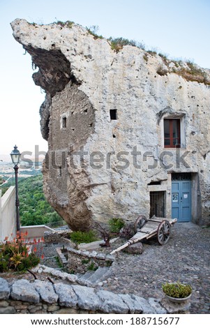 Old house (called: Domus de Jana), built inside a rock mass, in the village of Sedini in northwestern Sardinia, province of Sassari.