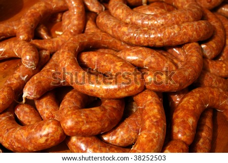fresh and hand made swine sausages