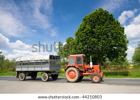 tractor on road